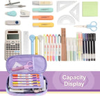 Bagseri 2pcs Clear Backpack for Girls - 15 Inch School Bag with Matching Pencil Case, Heavy Duty Transparent Bookbag for Kindergarten to Grade 2, Fits Folders, Purple Mermaid