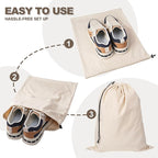 5 Pack Shoe Bags for Travel, Washable Dust Bags for Storage & Packing 17.7" x 13.8" Dustproof Flannel with Drawstring Closure for Boots Handbags Shoes & Toys (Beige)