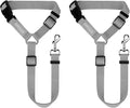 BWOGUE 2 Packs Dog Cat Safety Seat Belt Strap Car Headrest Restraint Adjustable Nylon Fabric Dog Restraints Vehicle Seatbelts Harness Grey