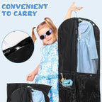 Woanger 6 Pcs Garment Bags for Dance Costumes Clear PVC with Zippers Garment Bag with Pockets Dance Costume Organizer Carrier for Storage Cover for Adult(Black,24'' X 60'')