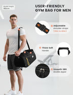 SKYSPER Gym Bag for Men & Women with Shoe Compartment, Carry-on Gym Duffle Bag for Travel and Sports, Workout Overnight Bag with Large Wet Pocket, Black