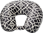 Wolf Essentials Adult Cozy Soft Microfiber Neck Pillow for Travel – Compact, Machine Washable - Perfect for Airplane, Car, or Home Use - Filled and Finished in the USA – Charcoal Trellis