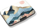 Credit Card Holder, Mini Aluminum Card Wallet RFID Blocking Slim Metal Hard Card Case for Women Men, Watercolor Sunset