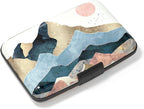 Credit Card Holder, Mini Aluminum Card Wallet RFID Blocking Slim Metal Hard Card Case for Women Men, Watercolor Sunset