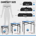 VILLEY Folding Camping Square Table with Carry Bag, Lightweight Aluminum Adjustable Square Table for Outdoor, Camping, Picnic, Backyards, BBQ, Medium