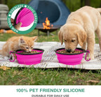 Collapsible Dog Bowls for Travel, Portable Dog Water Bowl & Food Bowl for Dogs and Cats, Foldable Pet Feeding Dish for Walking Hiking Camping with Carabiner, BPA Free, Purple