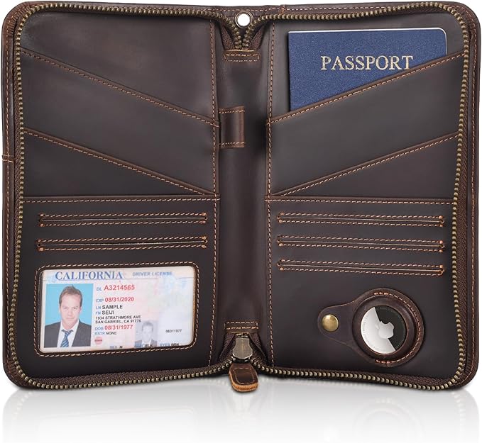 Polare Full Grain Leather Passport Holder Cover Case for Men and Women RFID Blocking Family Travel Wallet Holds 6 Passports