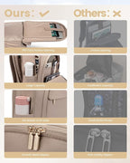 LOVEVOOK 17.3 Inch Laptop Backpack for Women - Work/Business Computer Backpack Purse, Large Capacity Casual Daypack, Travel Bag for Lawyer, Doctor, Teacher, Classic Khaki