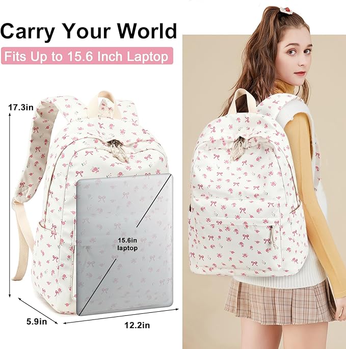 LOIDOU Backpack for Girls School Backpacks Bookbags for Elementary Middle School Women Laptop Backpacks (conquette, L-17)