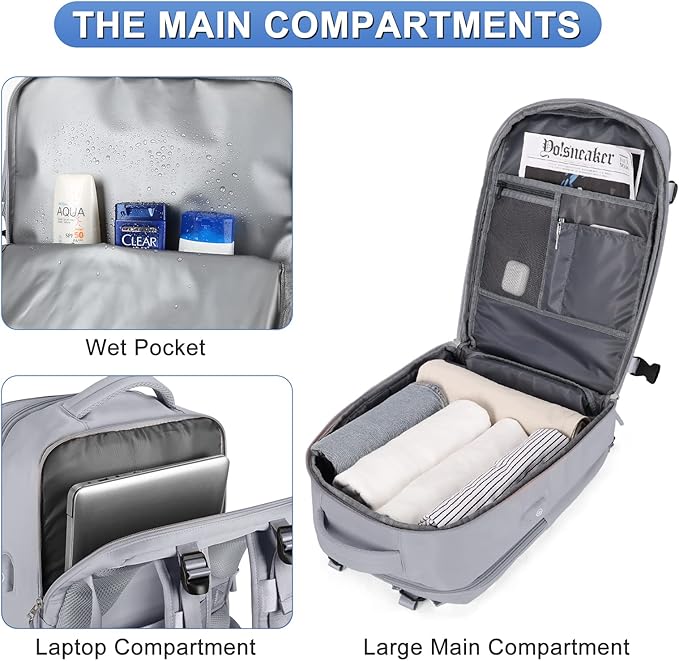 coofay Personal Item Travel Backpack For Women Men Airline Approved Carry On Backpack Flight Approved Waterproof Sports Luggage Backpack Casual Daypack Small Hiking Backpack