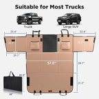 FURTIME XL Back Seat Extender for Dogs, Hard Bottom Dog Car Seat Cover for Truck Back Seat, Upgraded PU Leather Waterproof Anti-Scratch, Large Space Back Seat Cover for Full Size Truck SUV, Brown