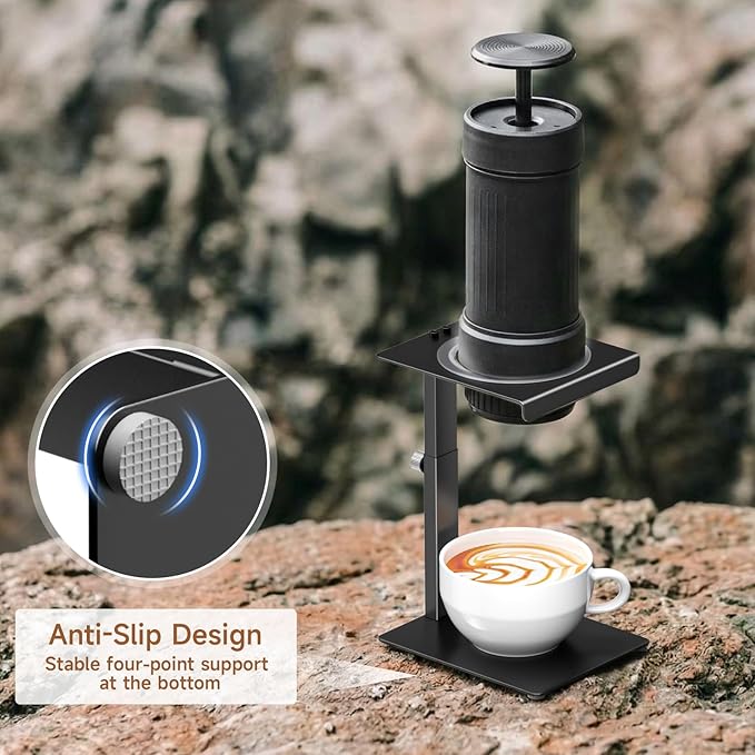 Portable Coffee Maker Stand,Adjustable-height Pour Over Dripper Stand with Base,Espresso Machine Holder for Home,Desk,Travel,Camping( Square/Black)