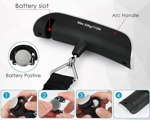 Luggage Weight Scale Portable Digital Suitcase Scale for Travel Handheld Scale with Temperature Sensor, 110 lb/50 kg, Battery Included