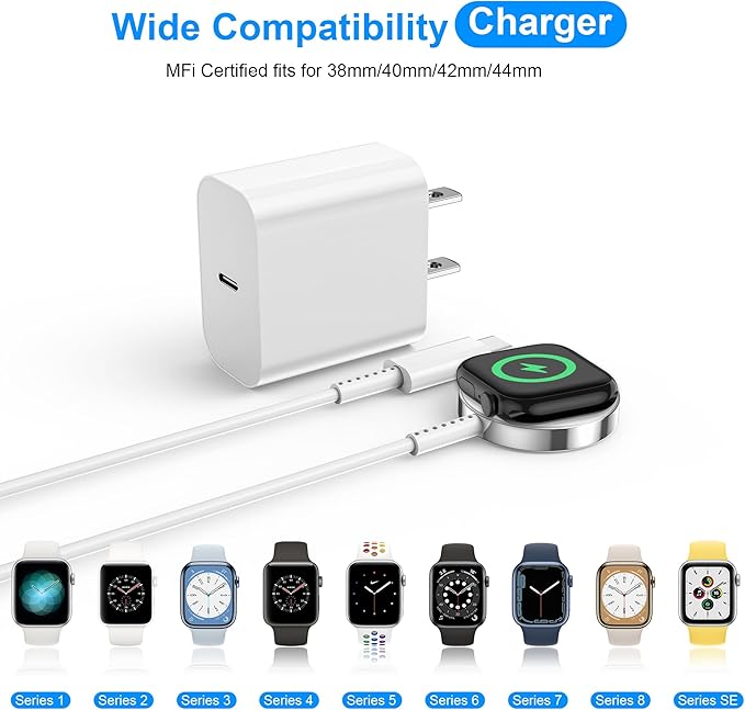 for Apple Watch Charger Fast Charging, 3.3FT Magnetic Charging Cable with USB C Wall Charger Compatible with iWatch Series Ultra/SE/11/10/9/8/7/6/5/4/3/2/1