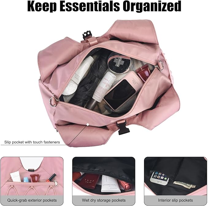 Forestfish Gym Bag For Women With Yoga Mat Holder & Shoe Compartment & Wet Dry Storage Pocket & Adjustable Strap