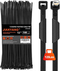 Zip Ties Heavy Duty 12 inch，V-Shaped Toothed Double Sided With 120 LBS Tensile Strength Cable Ties ，Extra Large Wire Ties Adjustable Nylon Tie Wraps for Indoor Outdoor Patented Design（100 Pack Black）