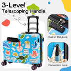 smilesun 20" Ride-On Suitcase for Kids, Cute Pattern, Lightweight Hardshell Carry-On Luggage with Double Spinner Wheels, TSA Lock for Boys & Girls（Blue）