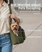 Pecute Dog Purse Carrier, Dog Carrier with Pockets for Small Dogs, Fits Dogs 5 lbs to 9 lbs, Cat and Puppies Tote Bag, Outing, Travel, Vet, Green