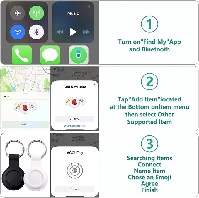2 Pack GPS Tracker and 2 Keychains for Vehicles Work with Find My (iOS Only) Real Time Hidden Mini Car Locator Tracking Global Coverage Device No Monthly Fee or Subscription No SIM Card Required