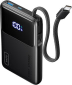 INIU 45W Power Bank, Slimmest 10000mAh Portable Charger with Built in USB-C Cable, Fast Charging USB C in&Out Battery Pack, Travel External Phone Charger for iPhone 17 16 15 Samsung S24 S23 Google etc