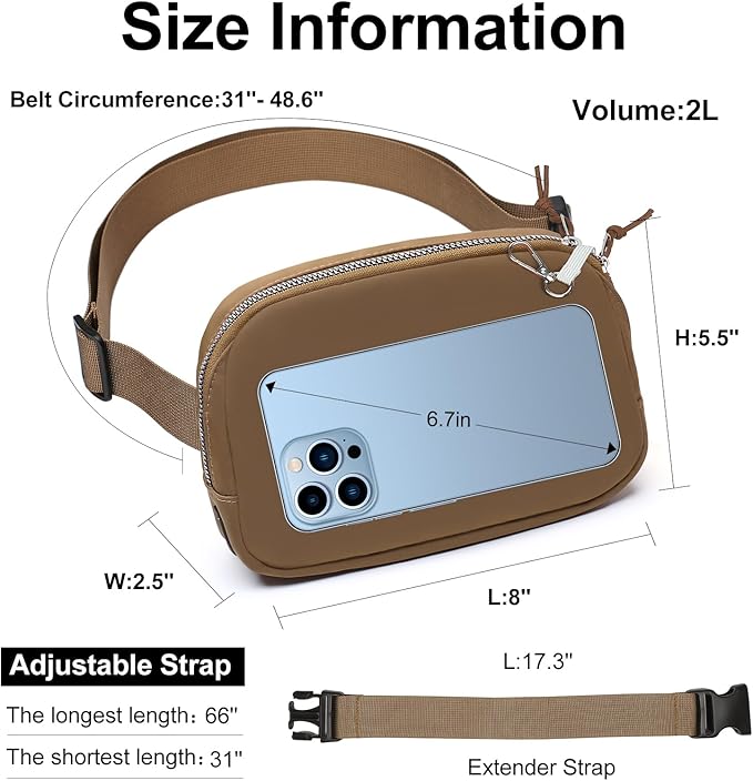 Mini Belt Bag for Women, RFID Small Fanny Pack, Womens Fashion Waist Packs with Extender Strap, Crossbody Bum Bags