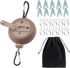32Ft Portable Travel Clothesline is Also an Outdoor Camping Clothesline, Cruising Clothesline for Drying Clothes on Cruise Ships with 10 Windproof Clips, 10 Clothespins, 1 Storage Bag (Apricot)