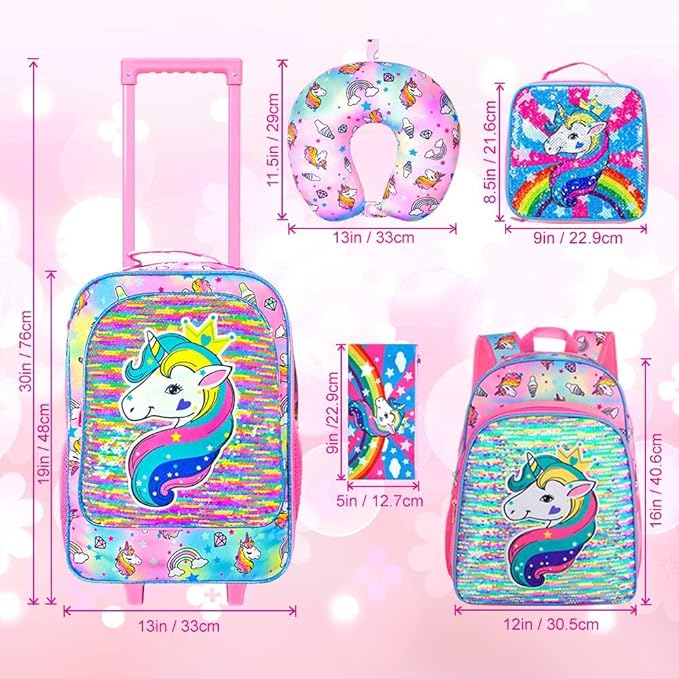 Kids Suitcase with Wheels for Girls and Boys, Rolling Carry on Luggage for Toddler Children