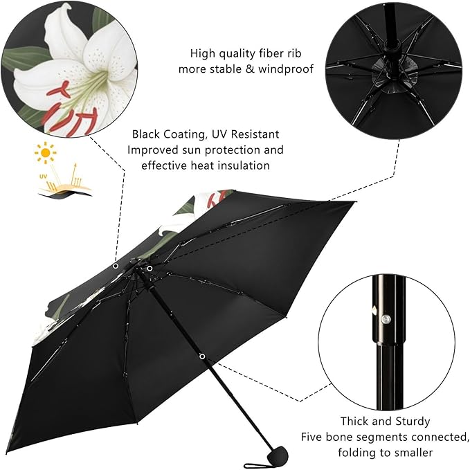 Cowboy Boots Pattern Umbrellas for Rain Windproof Small Folding Compact Mini Travel Umbrella for Purse Lightweight Portable Pocket for Women