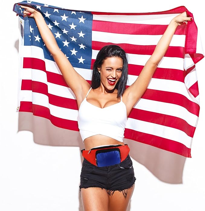 Abbylike 4th of July Fanny Packs Adjustable Waist Bags Party Outfit Accessories for Women Men Travelling Outdoors Cycling(Patriotic Style,2 Pcs)