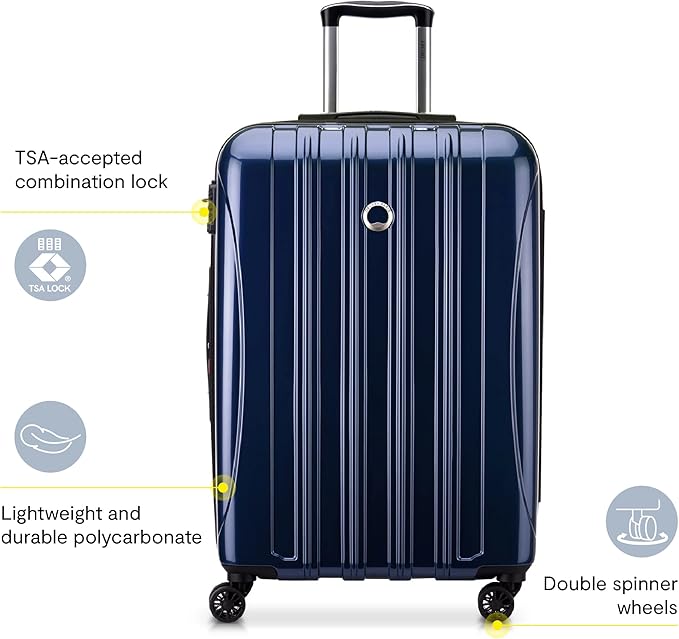 DELSEY PARIS Helium Aero Hardside Expandable Luggage with Spinner Wheels, Plum, Checked-Large 28 Inch