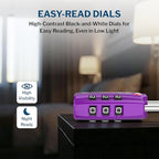 Forge Open Alert TSA Approved Luggage Locks - 3 Digit Combination, Easy Read Dials, Zinc Alloy Body - Ideal Travel Lock for Luggage, Suitcases, Bags & Toolboxes (Purple 2 Locks)