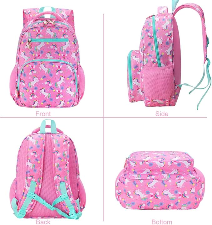 RHCPFOVR Kids Backpack for Girls - Girls Backpack 3-8 Ages Unicorn for Kids 15 Inch School Bookbag for Kindergarten Elementary School Bookbag for Girl 1st 2nd Grade