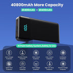 Portable Charger Power Bank 40800mAh with 3 Built-in Cables,25W Fast Phone Charging Portable Battery Pack,5 Outputs Travel Essentials Outdoor External Battery for iPhone 17/16,Galaxy Android etc-Black