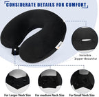 SAIREIDER Neck Pillows for Travel 100% Memory Foam Adjustable Travel Pillows with Storage Bag, Sleep Mask and Earplugs-Prevent The Heads from Falling Forward (Black)