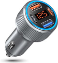 Car Charger USB C, 65W Multi Port Dual 12V Cigarette Lighter USB Car Charger Adapter with Voltage Display PD/QC 3.0 Super Fast Charge Car Phone Charger for iPhone 17 16 15 14 13 12 Pro Max Plus(Gray)