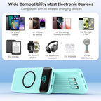 Wireless Portable Charger 40800mAh for iPhone with 3 Built-in Cables,7-in-1 15W Wireless Charging USB C Power Bank,25W PD Fast Charging Travel Essential Battery Pack for iPhone 17/16/15,Android-Green