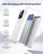 Portable Charger with Built-in Cables,22.5W Super Fast Charging Power Bank Slim Phone Charger,10000mAh Travel Battery Pack Battery Bank with Smart LED Display for iPhone, Android & USB-C