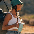 YETI Rambler 25 oz Tumbler with Handle and Straw Lid, Travel Mug Water Tumbler, Vacuum Insulated Cup with Handle, Stainless Steel, Big Sky Blue