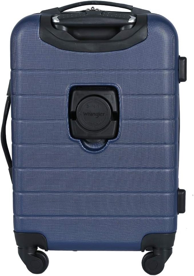 Wrangler Smart Spinner Hardside Luggage, 22-Inch Carry-On, Navy Blue
