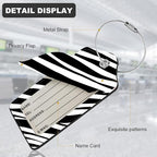 2Pack Luggage Tags for Suitcases, Cute Unique Pu Leather Cruise Luggage Tag with Privacy Cover ID Label Address Card and Metal Ring Suitable for Women Men Kids Travel Bag Black and white lines