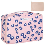 Queboom Travel Makeup Bag Cosmetic Bag Makeup Bag Toiletry bag for women and men (Pink Leopard)