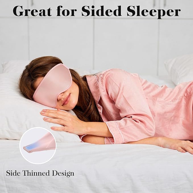 Fygrip 3D Eye Mask Sleep Mask for Men & Women, 100% Pressure-Free & Light Block-Out Eye Mask for Sleep with Easy Adjustable Strap, Night Eye Cover for Travel, Pink