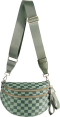 Black and White Checkered Crossbody Bag Bum Bag for Women,Spacious Checkered Purse Fanny Packs Belt Bag