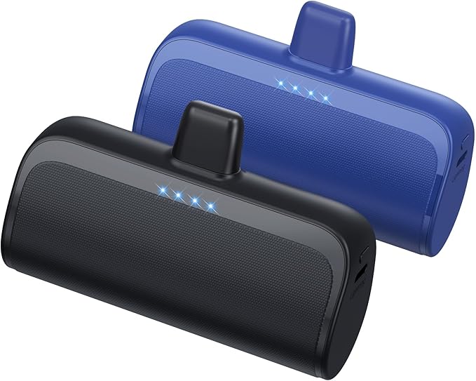 [2 Pack]Mini Portable Charger for iPhone 5200mAh,20W PD Fast Charging Power Bank,Ultra-Compact Battery Pack Travel Portable Charger Compatible with iPhone 14 13 12 11 X 8 7 6 Series (Black+Navy)