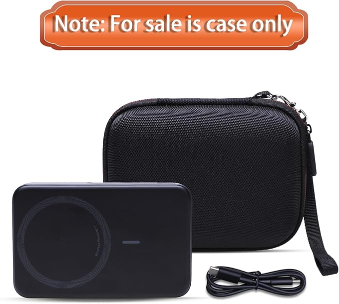 LTGEM Power Bank Case Compatible with Anker MagGo/633/622/621/321 Magnetic Battery Power Bank Portable Charger, Universal Office Travel Carrying Storage Bag - Black+Gray(Case Only)