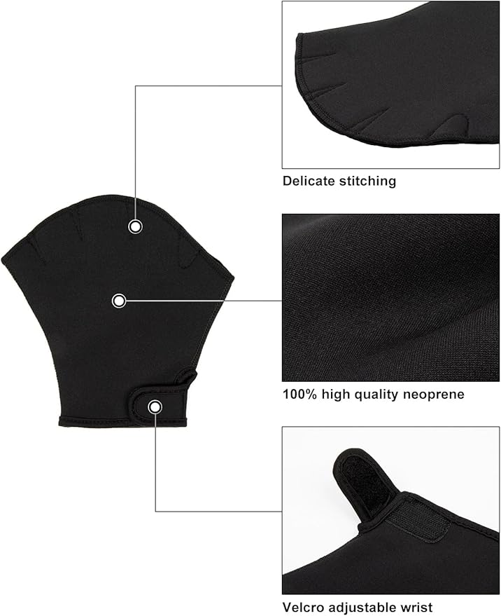 FitsT4 Sports Aqua Gloves Webbed Paddle Swim Gloves Fitness Water Aerobics