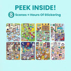 Panda 300+ Kids Sticker Book by Cupkin Toddler Airplane Travel Coloring and Sticker Book, Road Trip Essentials, 8 Coloring Pages 8 Side by Side Scenes for Ages 2–8 Years