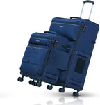TACH LITE Samba Soft Connectable 2 Piece Luggage Sets - 20 & 28 inch Luggage | Small Carry On & Large Checked Suitcases Patented Built-In Connecting System | Rolling Suitcase Links 6 Bags (Navy Blue)