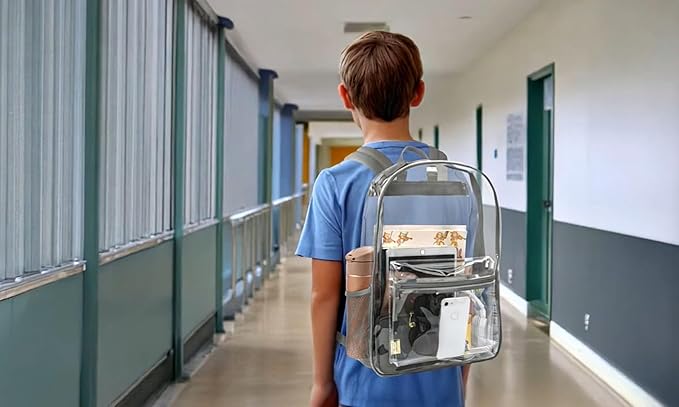 Trail maker Clear Backpack Heavy Duty with Padded Straps, Side Pockets for Kids, Boys, Girls, School, Stadium Approved Events