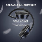 LORELEI X6 Over-Ear Headphones with Microphone, Lightweight Foldable & Portable Stereo Bass Headphones with 1.45M No-Tangle, Wired Headphones for Smartphone Tablet MP3 / 4 (Dark Blue)